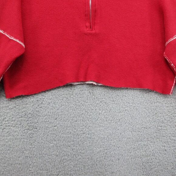 Silence + Noise Cropped 1/4 Zip Pullover Sweater Womens S Red Cozy - Picture 4 of 9